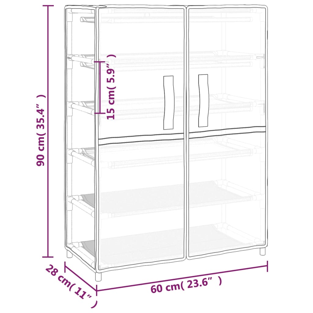 Scarpiera Nera 60x28x90 cm Tessuto